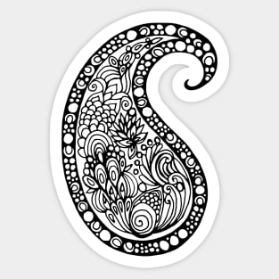 Paisley Doodle - black and white Sticker